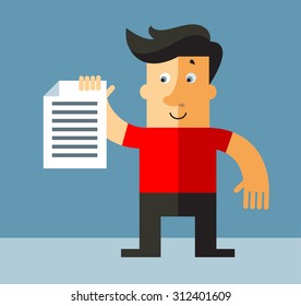 businessman holding  check list. Business flat vector illustration.