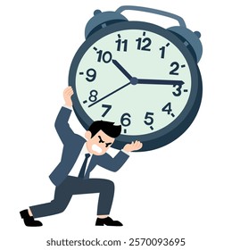 Businessman holding a clock illustration showing time management and deadline concept