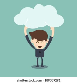 businessman holding cloud