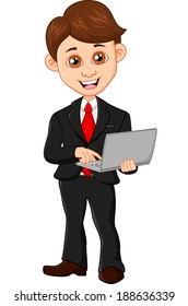 Businessman holding a computer 