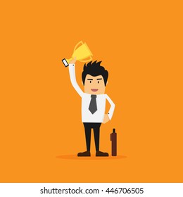 businessman holding cup