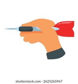 Businessman is holding a dart, symbolizing the concept of aiming for success in the business world
