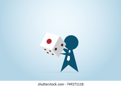 businessman holding a dice in his hands, gambling and business concept