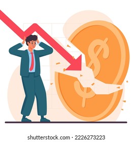 Businessman Holding Dizzy Head Because of Loss Financial Crisis Economic Recession