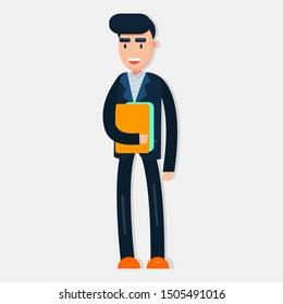 businessman holding the document  files  data isolated vector illustration