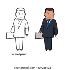businessman holding the document, simple illustration, for logo 