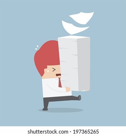 Businessman holding a lot of documents in his hands, VECTOR, EPS10