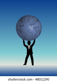 Businessman holding earth