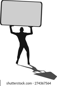 Businessman holding empty billboard 