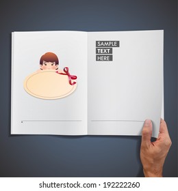 businessman holding empty card printed on book