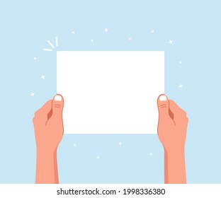 Businessman holding empty vote placard. Man with blank board, protest poster in hand. Vector illustration