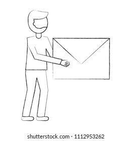 businessman holding envelope message mail