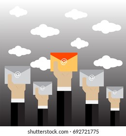 Businessman holding a envelope. Vector illustration 