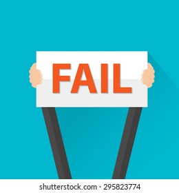 Businessman holding fail sign, vector