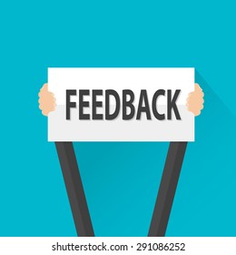 Businessman holding Feedback sign, vector