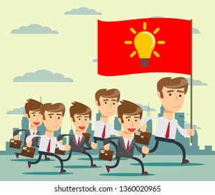 businessman holding a flag