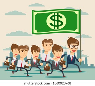 businessman holding a flag