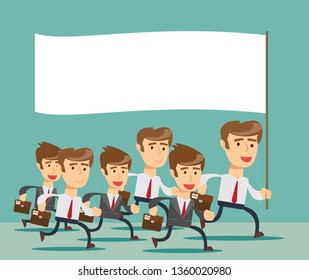 businessman holding a flag