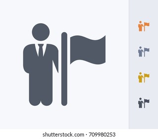 Businessman Holding Flag - Carbon Icons. A professional, pixel-aligned icon. 