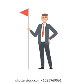 Businessman Holding a Flag character Illustration Vector