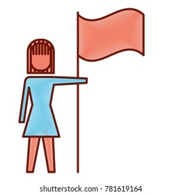 businessman holding flag in pole achievement