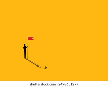 Businessman holding the flag of success