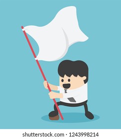 Businessman holding a flag waving.