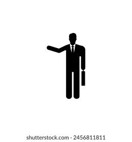 Icono de Vector plano de la carpeta de retención del hombre de negocios. Símbolo sólido simple aislado sobre fondo blanco. Plantilla de diseño de signo de carpeta de retención de empresario para el Web y el elemento de interfaz de usuario móvil