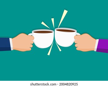 Businessman holding a glass to clash. vector illustration