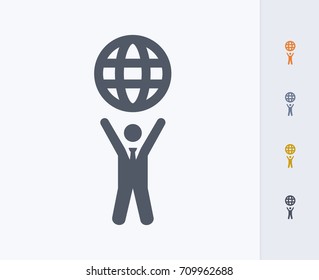 Businessman Holding Globe - Carbon Icons. A professional, pixel-aligned icon. 