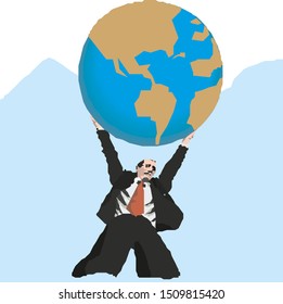 Businessman holding a globe vector illustration of world
