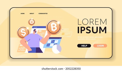 businessman holding golden crypto coin cryptocurrency mining virtual money digital currency blockchain