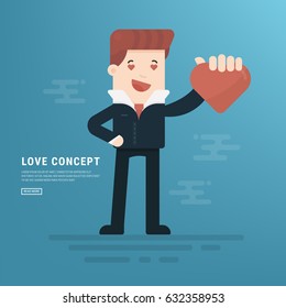 Businessman holding heart shape vector