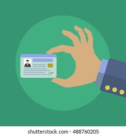 Businessman holding his ID card vector concept