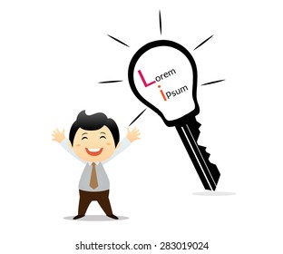 businessman is holding a key  