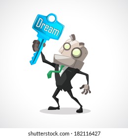 businessman holding a key to dream, business concept