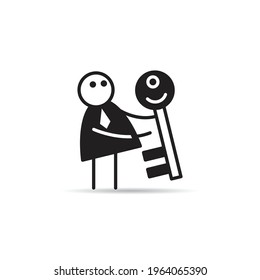 businessman holding key icon vector