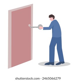 businessman holding keys, conveying ideas, solving problems. suitable for business themes. flat flat illustration.