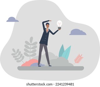 Businessman holding lamp .successful man with an idea.vector illustration.