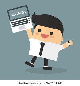 Businessman holding laptop
