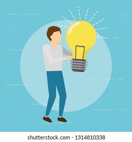 businessman holding light bulb creativity