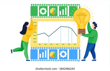 Businessman holding lightbulb balloon concept of get idea. Business creative intention flat vector. Man raised up burning light bulb overhead. Great idea business solution innovate technology