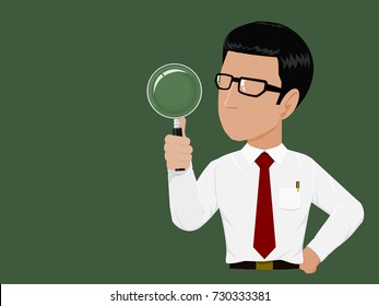 Businessman is holding the magnifying glass
