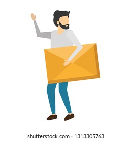 businessman holding mail envelope message