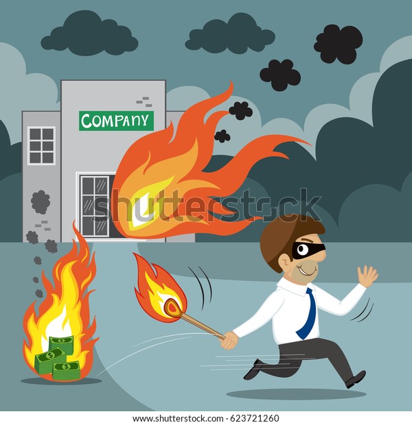 Businessman holding a match with fire arson any\
other business, business bully concept\
