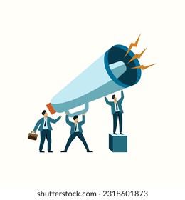 businessman holding megaphone to communicate attention and announcement promotion