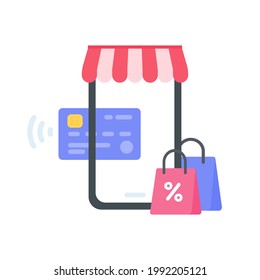 Businessman holding a mobile to pay online via credit card online shopping concept