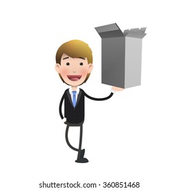 businessman holding open box