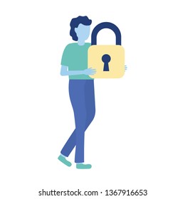 businessman holding padlock