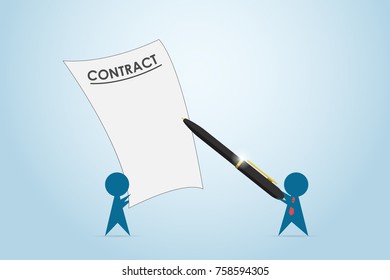 businessman holding pen to signing contract, business concept